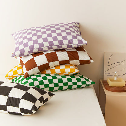 Simple Style Chessboard Plaid Cotton Pillowcase