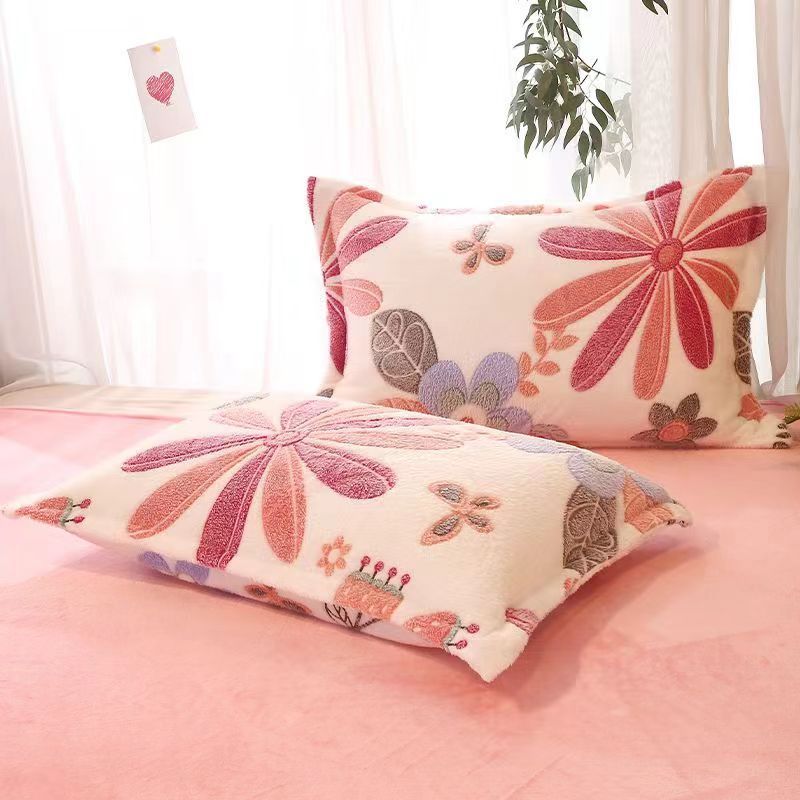 Fleece-lined Double-sided Fleece Winter Warm Coral Fleece Pillowcase