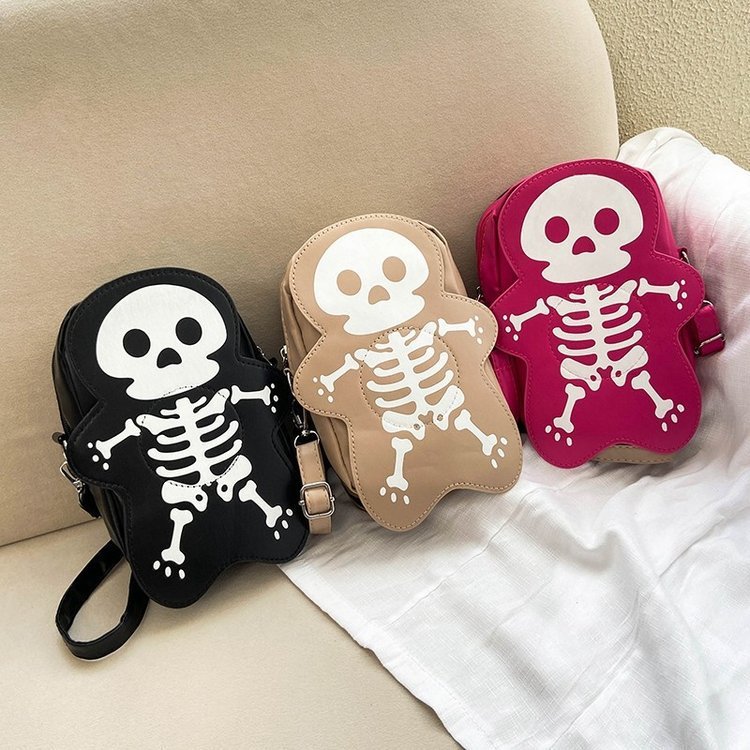 Halloween Skull Shoulder Bag Girls Fashion Funny Cute Messenger Crossbody Bags Women Small Phone Bag