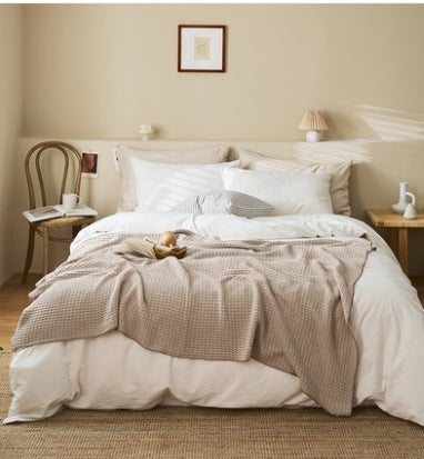 Couverture tricotée en coton gaufré pour la sieste au bureau Noxesman