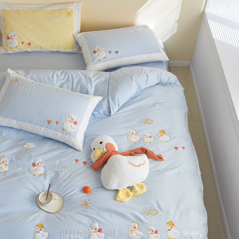 Housse de couette en pur coton pour fille avec motif cœur