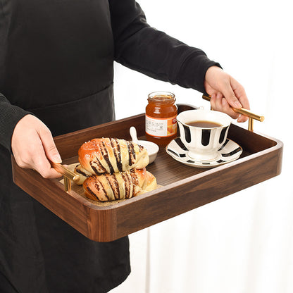 Black Walnut Rectangular Wooden Tray Coffee Simple Dinner Plate Hotel Household