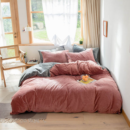 Four-piece velvet winter thick bedding