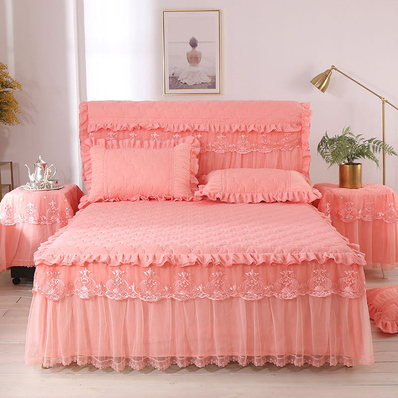 Conjunto de cuatro piezas de ropa de cama de encaje estilo princesa coreana Xuan Yu