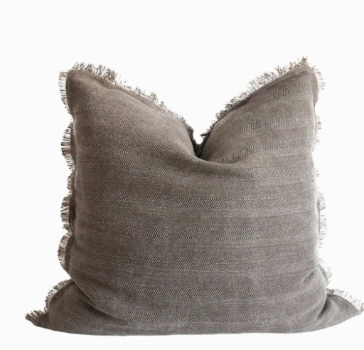 Summer Raw Edge Cotton And Linen Sofa Bed Decorative Cushion Square Waist Pillow