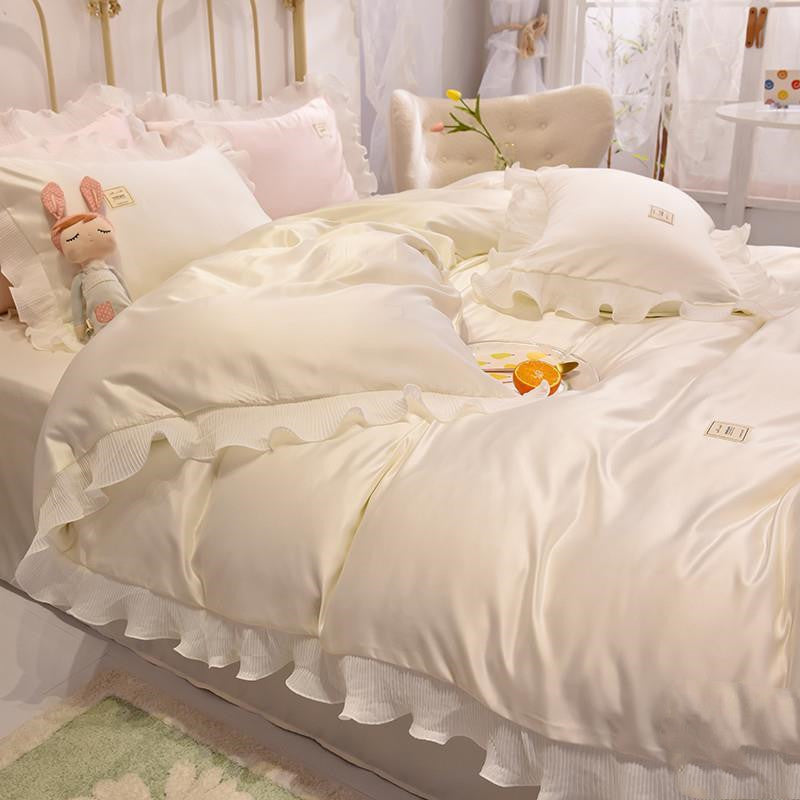 Ice Silk Bed Sheet Quilt Cover Advanced Simple Four-piece Set