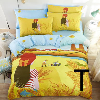 Textiles para el hogar Lindo dibujo animado Niños Sábana de cama Sábana Edredón Funda de cama Ropa de cama