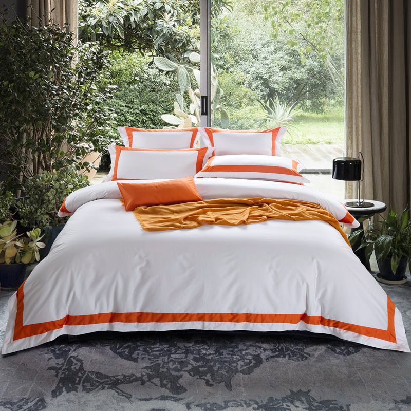 White four-piece hotel bedding cotton pure cotton European-style