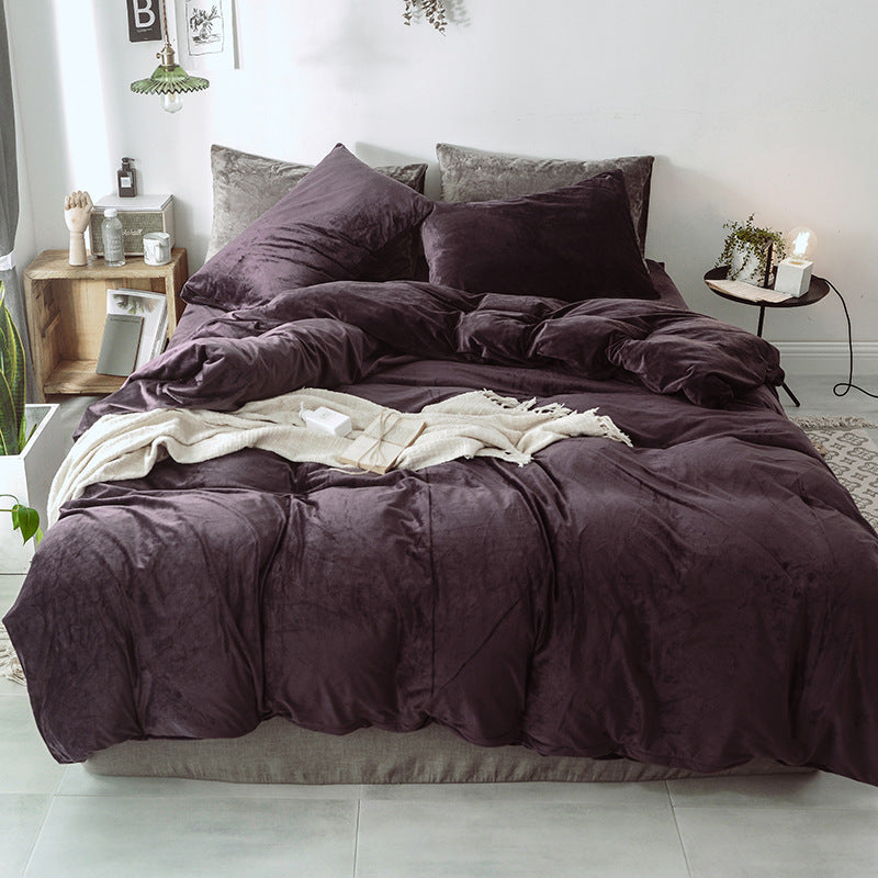 Four-piece velvet winter thick bedding