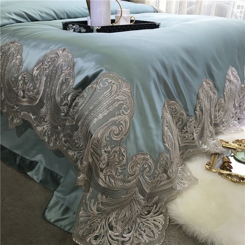 Cotton Four-piece Cotton Long-staple Cotton Bedding Lace Silk Cotton Quilt Cover