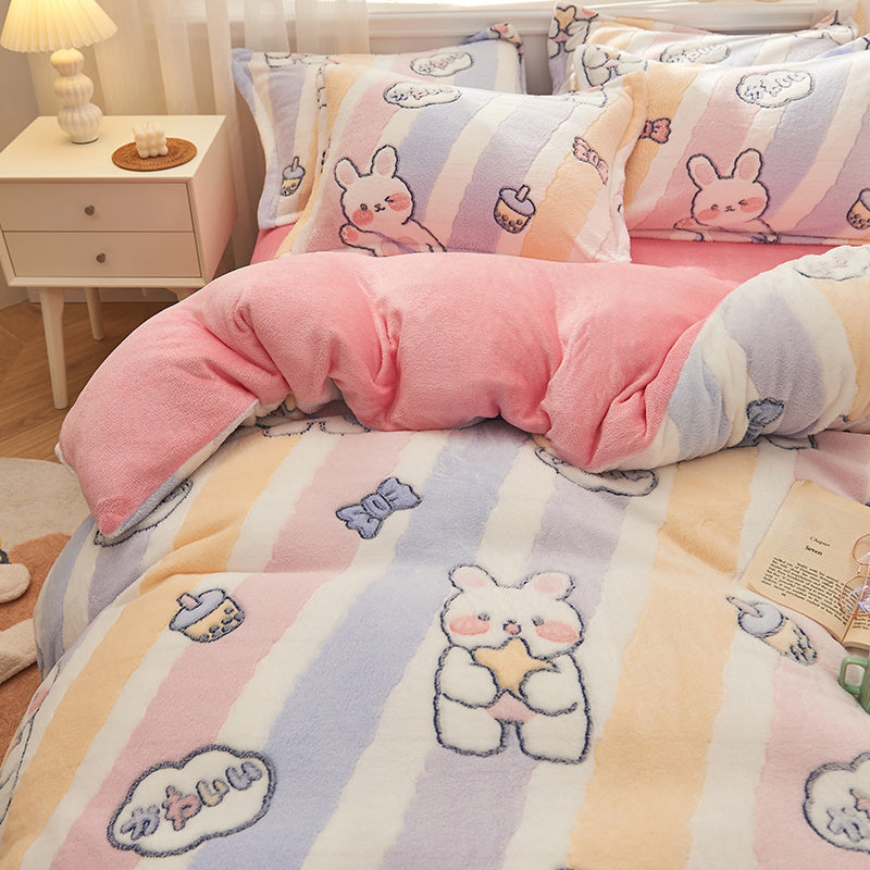 One-piece Cartoon Double-sided Milk Velvet Thick Quilt Cover