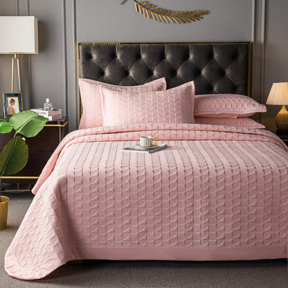 Three-piece Solid Color Quilted Quilted Bed Cover