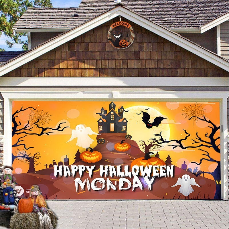 Halloween Garage Background Decoration Hanging Cloth