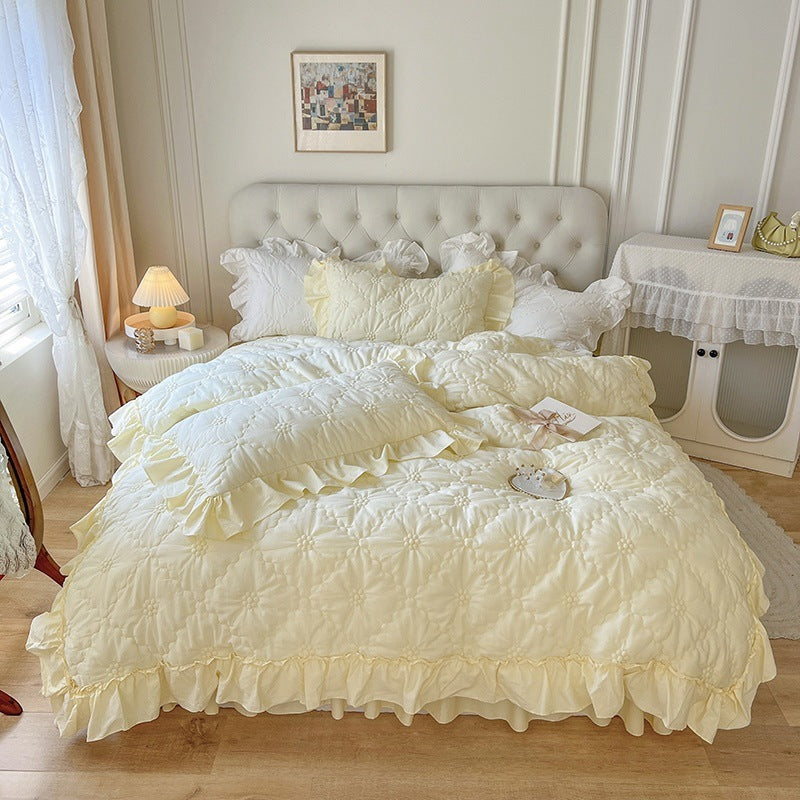 Washed Cotton Four-piece Set Girlish Heart Duvet Cover