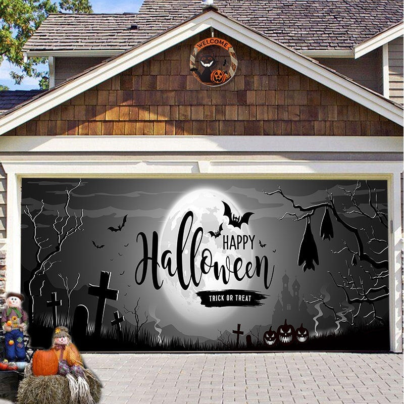 Halloween Garage Background Decoration Hanging Cloth