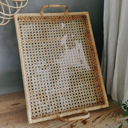 Plateau de rangement pour table à thé en rotin