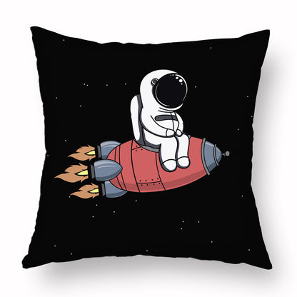 Taie d'oreiller courte en peluche représentant un astronaute de dessin animé