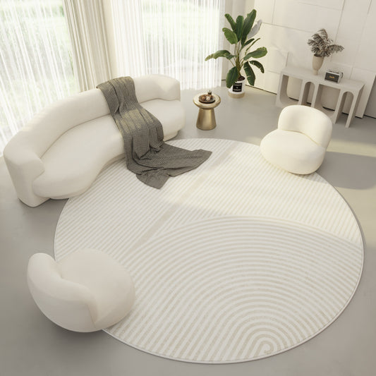 Tapis de salon rond en velours, moderne, simple, couleur crème, pour porche, chambre à coucher, couverture de chevet, tapis de sol antidérapant