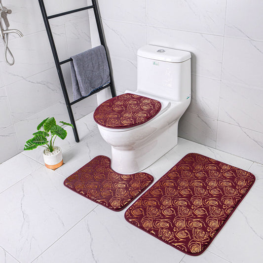 Gilding Carpet Bathroom Three-piece Set Household Doorway Non-slip Carpet Mat