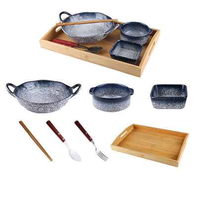 Cutlery Set Stoneware Breakfast Bowl Bibimbap Bowl Binaural Soup Bowl