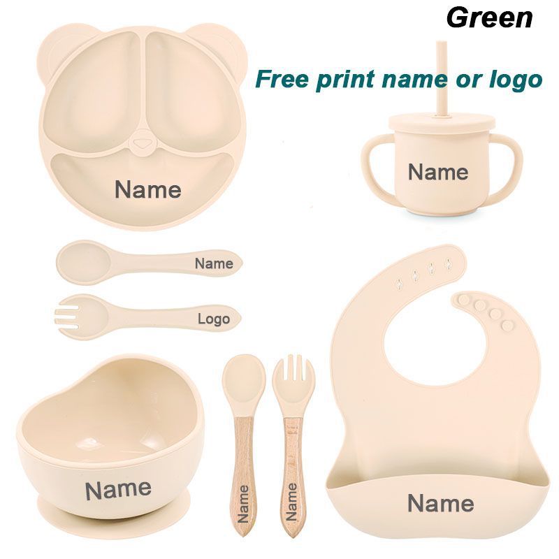 Baby Cutlery Baby Silicone Suction Cups Dining Plates Customized Name