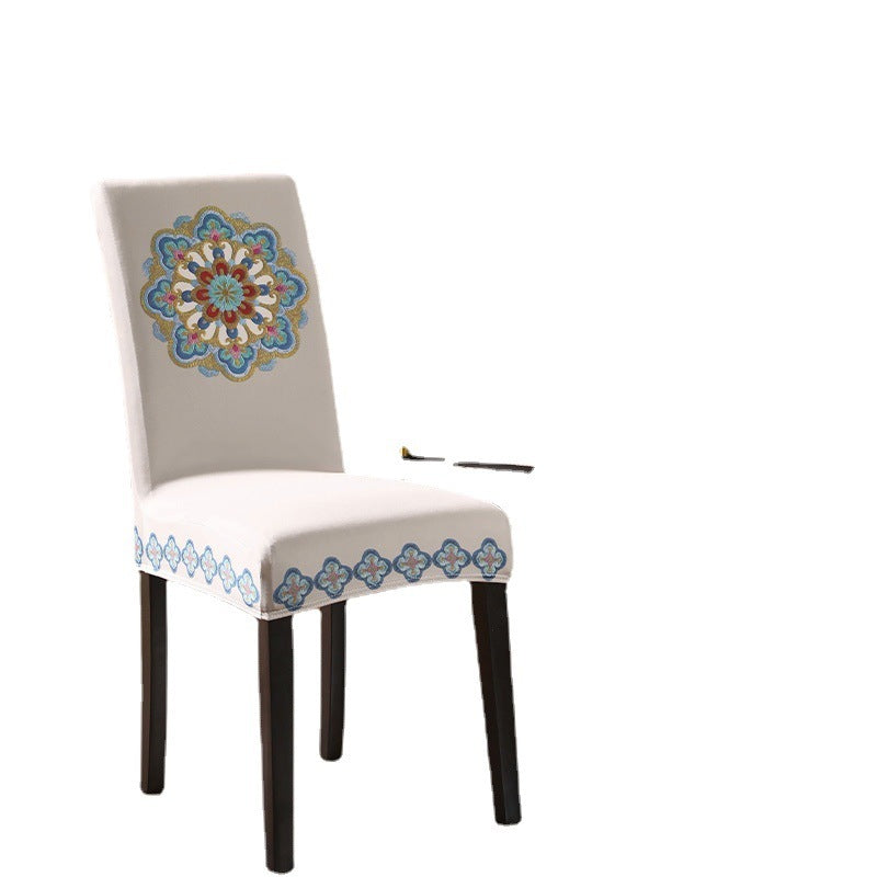 Housse de chaise élastique pour coussin de salle à manger, brodée et exquise