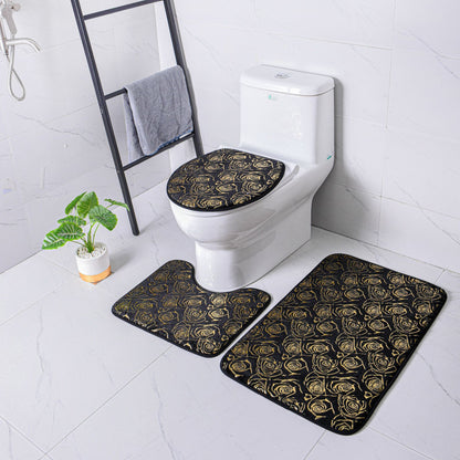 Tapis de salle de bain doré, ensemble de trois pièces, tapis de porte antidérapant pour la maison