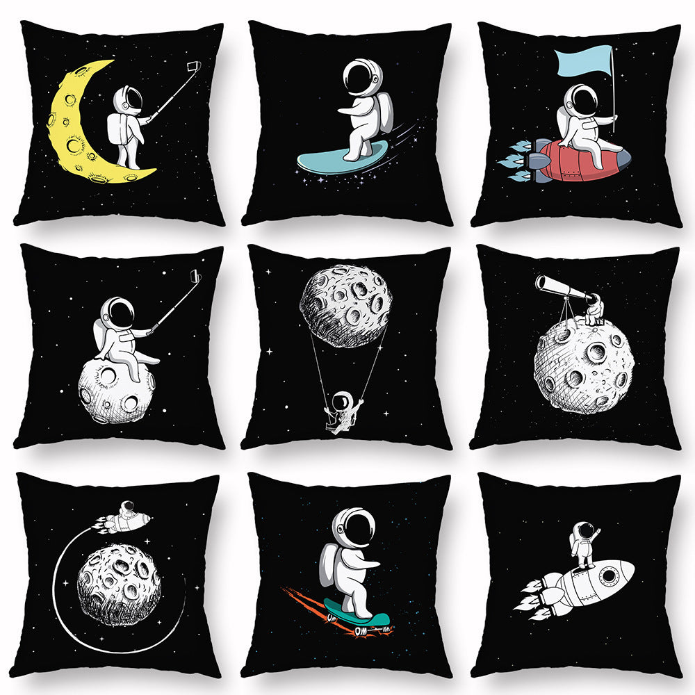 Cartoon Astronaut Short Plush Pillowcase