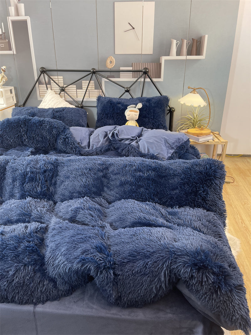 Winter Thickened Mink Velvet Bed Four Piece Set