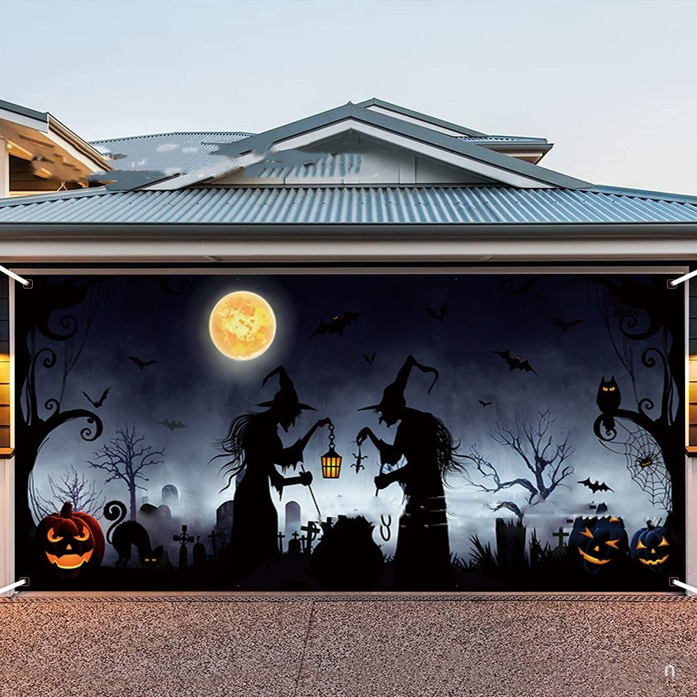 Horror Night Halloween Garage Door Width