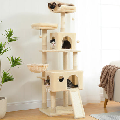 Arbre à chat pour animaux de compagnie, maison, perchoir, aire de jeux, mobilier stable pour chaton, tour à plusieurs niveaux pour grand chat, hamac confortable