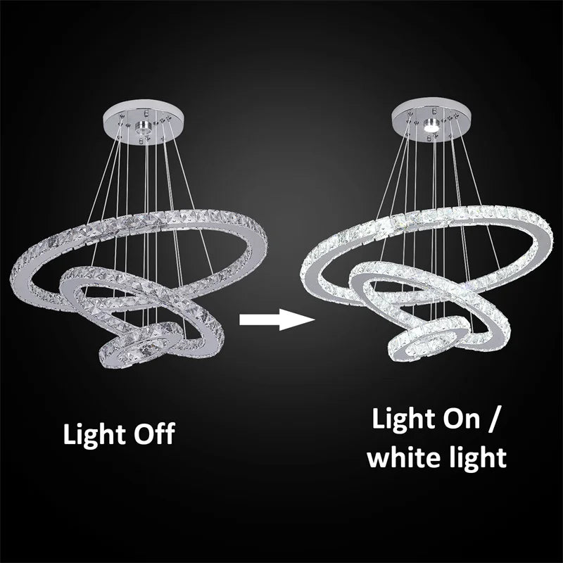 Lustre suspendu moderne à anneau d'intérieur à LED, luminaire suspendu de luxe en cristal K9 pour salon, salle à manger, plafonnier, décoration de maison à faire soi-même