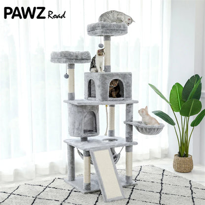 Arbre à chat pour animaux de compagnie, maison, perchoir, aire de jeux, mobilier stable pour chaton, tour à plusieurs niveaux pour grand chat, hamac confortable