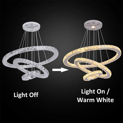 Lustre suspendu moderne à anneau d'intérieur à LED, luminaire suspendu de luxe en cristal K9 pour salon, salle à manger, plafonnier, décoration de maison à faire soi-même