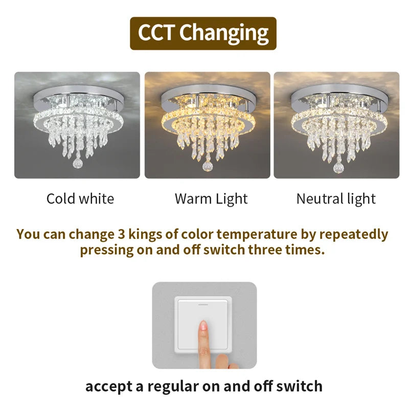 Modern K9 Led Crystal Ceiling Lamp Smart Chandelier Pendant Light Ring Chrome Plafonier Fixture Dining Living Room Decor Luxury