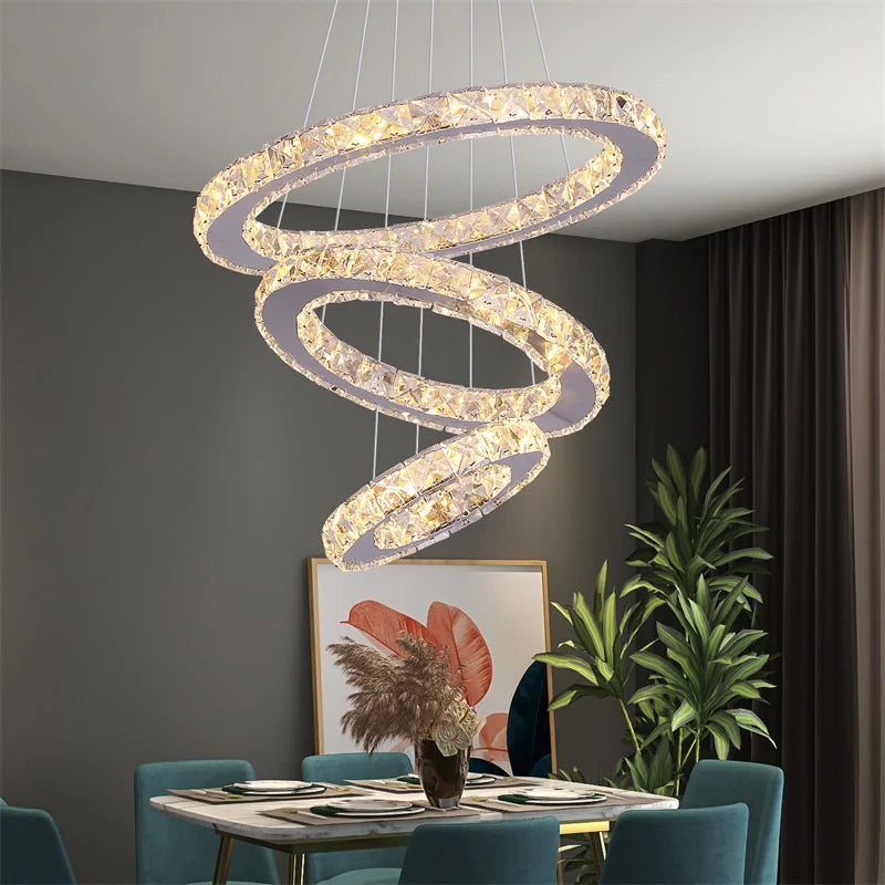 Lustre suspendu moderne à LED en cristal de grande taille, lampe suspendue à LED de luxe pour chambre à coucher, luminaires d'éclairage pour la maison, décoration de la maison