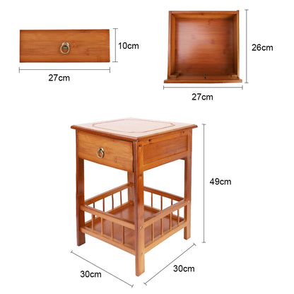 Table de chevet en bambou avec tiroir, table de nuit, étagère de rangement pour plantes