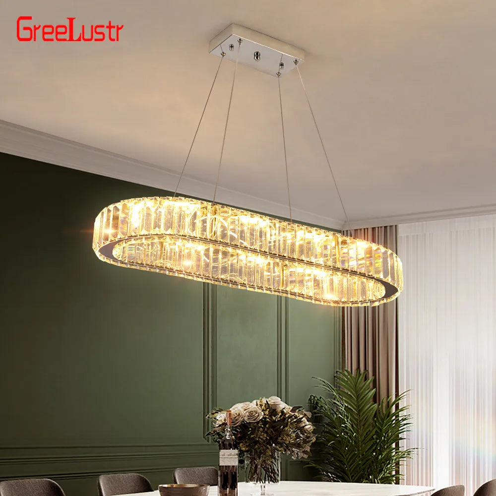 Lustre suspendu moderne à LED en cristal de grande taille, lampe suspendue à LED de luxe pour chambre à coucher, luminaires d'éclairage pour la maison, décoration de la maison