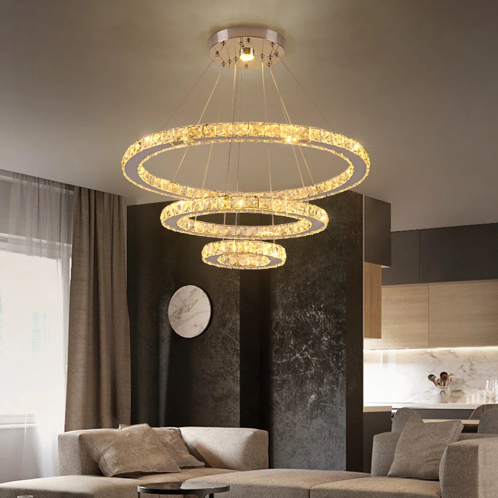 Crystal Chandelier Light Living Room Remote Control Bedroom Pendant Lamps Dining Table K9 Chrome Lustre Ceiling Lamps Luminaires