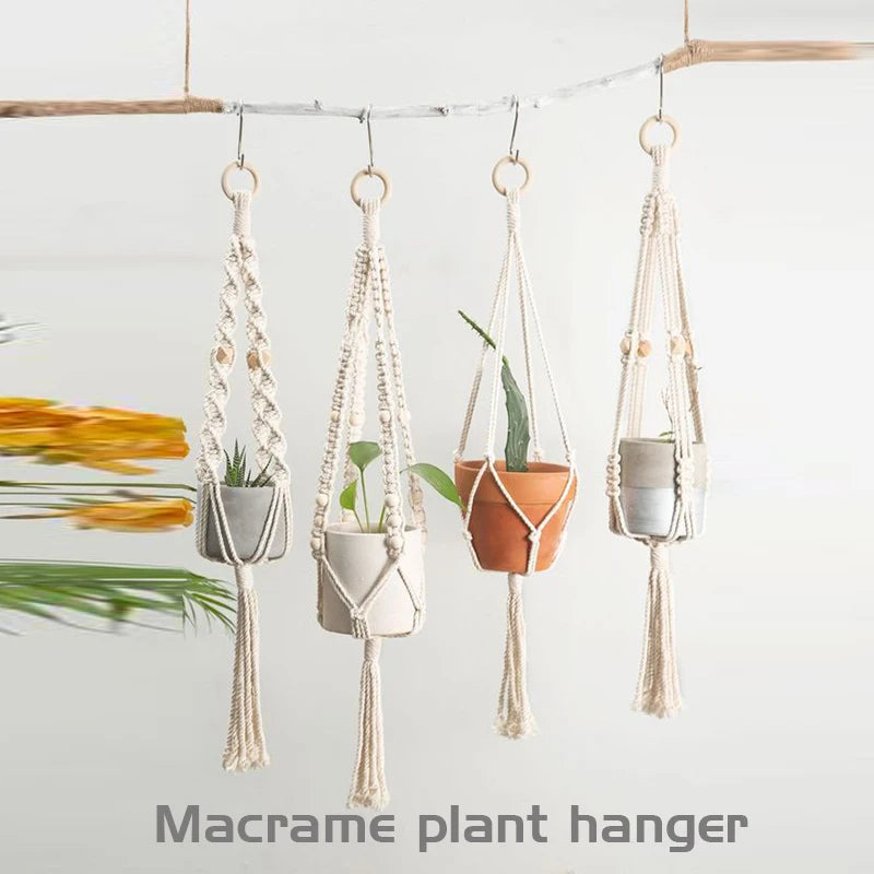 Suspension pour plantes en macramé faite à la main, suspension pour pot de fleurs, décoration murale, jardin, cour, panier suspendu