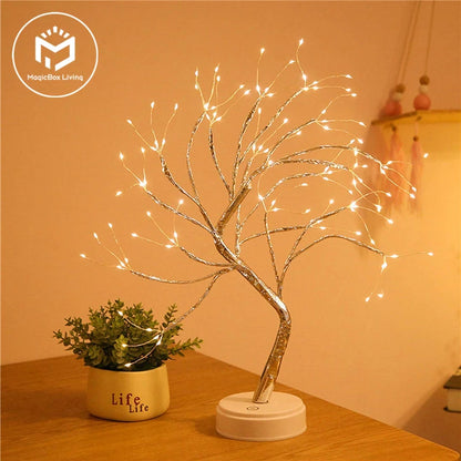 Veilleuse LED Mini sapin de Noël guirlande de fil de cuivre lampe pour enfants maison chambre décoration décor fée lumière éclairage de vacances