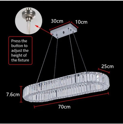 Modern Rectangle Crystal Led Pendant Light Luxury Mirror Stainless Steel Hanging Lamp Indoor Lighting Restaurant Led Lustres