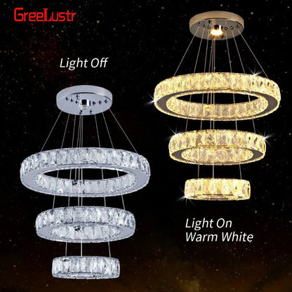 Modern Pendant Light Luxury Big Crystal LED Chandelier Home Appliance Decorate Lustre Hanging Fixture Ceiling Lamp Living Room