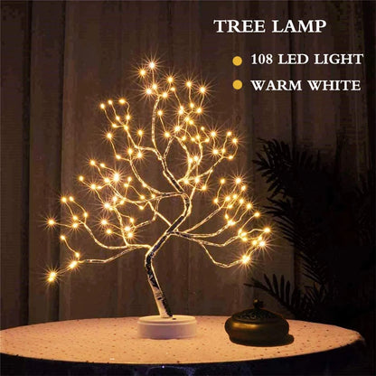 Veilleuse LED Mini sapin de Noël guirlande de fil de cuivre lampe pour enfants maison chambre décoration décor fée lumière éclairage de vacances