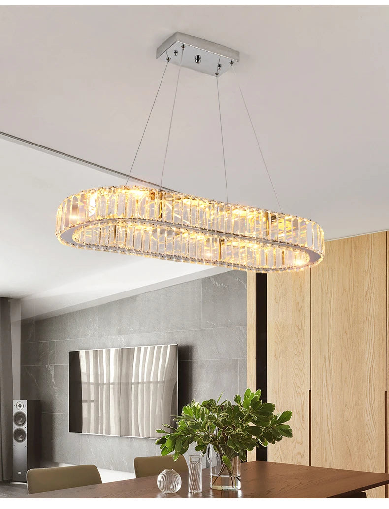 Lustre suspendu moderne à LED en cristal de grande taille, lampe suspendue à LED de luxe pour chambre à coucher, luminaires d'éclairage pour la maison, décoration de la maison