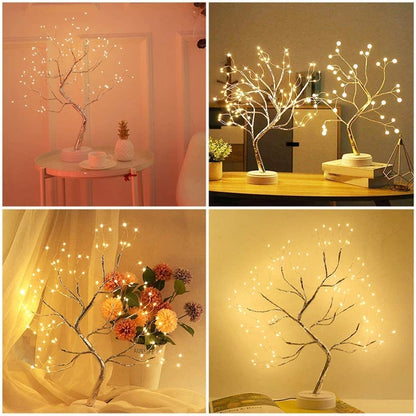 Veilleuse LED Mini sapin de Noël guirlande de fil de cuivre lampe pour enfants maison chambre décoration décor fée lumière éclairage de vacances