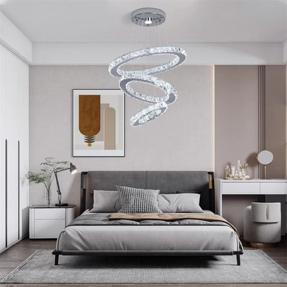 Modern Large Crystal Led Pendant Chandelier Lights Luxury Led Lusters Hanging Lamp for Bedroom Home Lighting Fixtures Home Decor