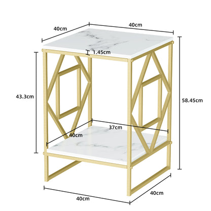 Luxury Marble Tea Coffee Cafe Table Living Room Office Laptop Sofa End Side Gold Frame Desk