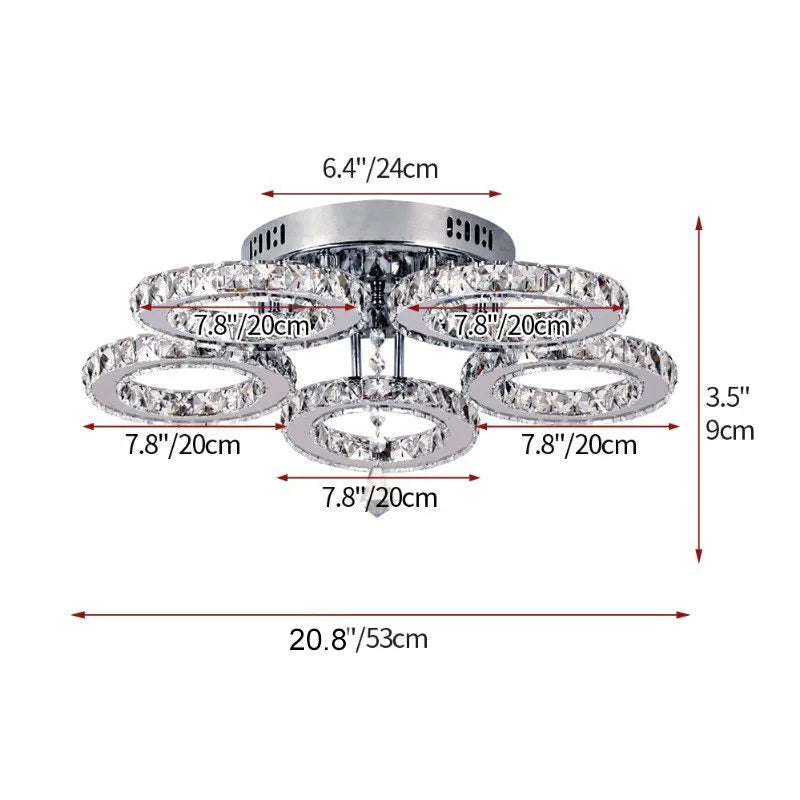 Modern K9 Led Crystal Ceiling Lamp Smart Chandelier Pendant Light Ring Chrome Plafonier Fixture Dining Living Room Decor Luxury