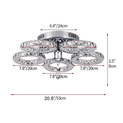 Modern K9 Led Crystal Ceiling Lamp Smart Chandelier Pendant Light Ring Chrome Plafonier Fixture Dining Living Room Decor Luxury